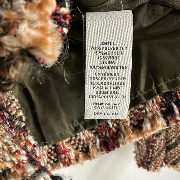 Bob Timberlake Womens Wool Blend Jacquard Tweed Moto Jacket Coat Size L - Picture 9 of 11